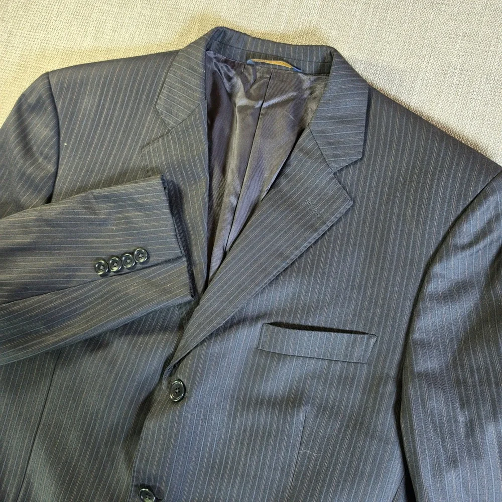 Brooks Brothers Regent Loro Piana Blazer Mens 44R Navy Blue Pinstripe 1818‎ Wool